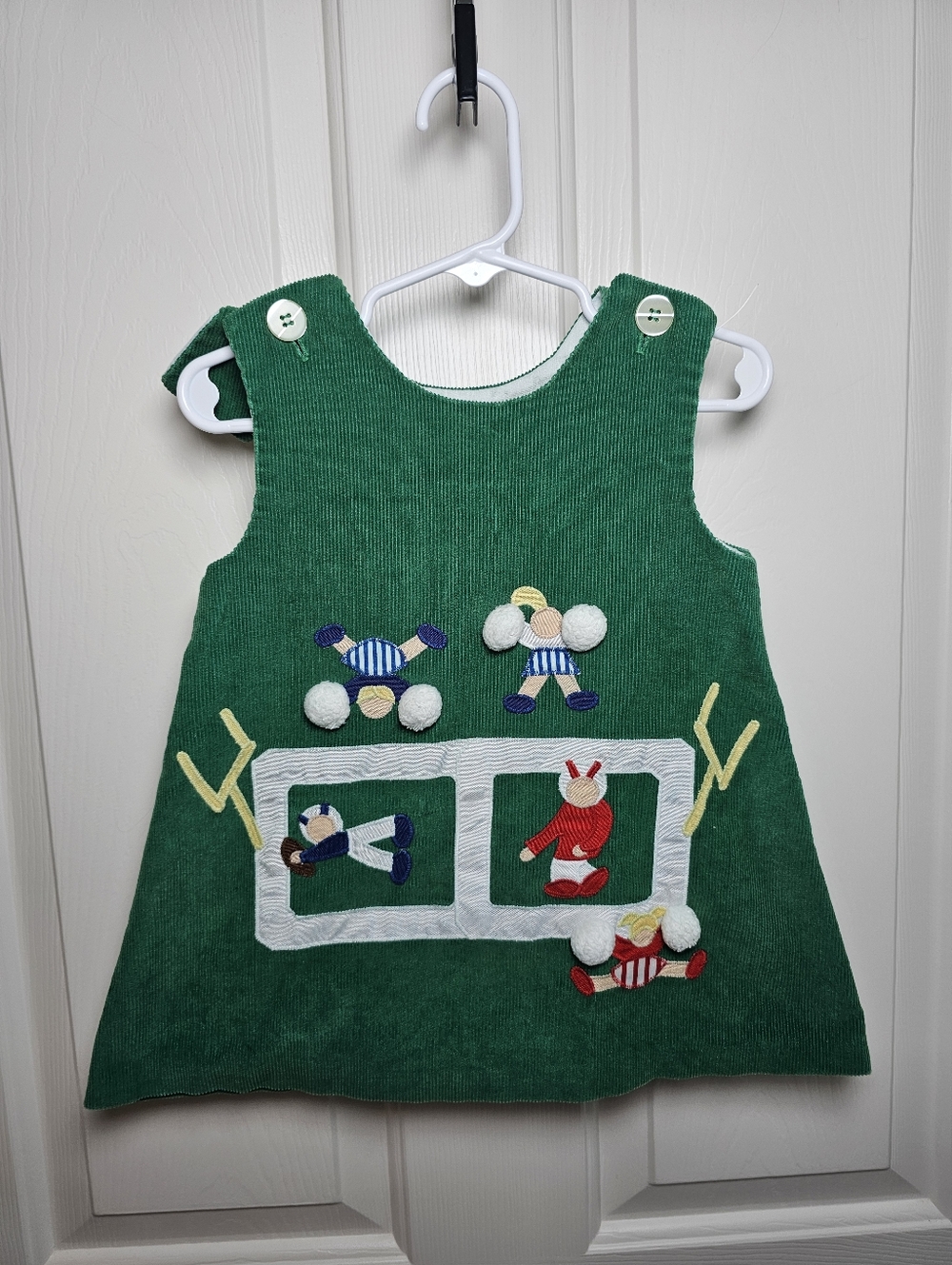 Vintage VTG Chocolate Soup green corduroy dress Football Theme Size 2T